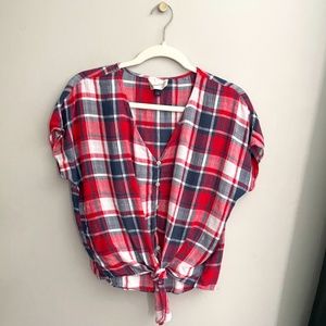 Universal Thread Red White & Blue Front Tie Top